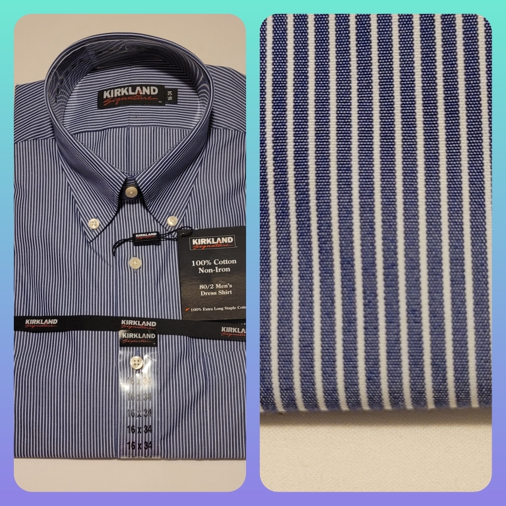 NWT Kirkland signature mens tailored button up dress shirt